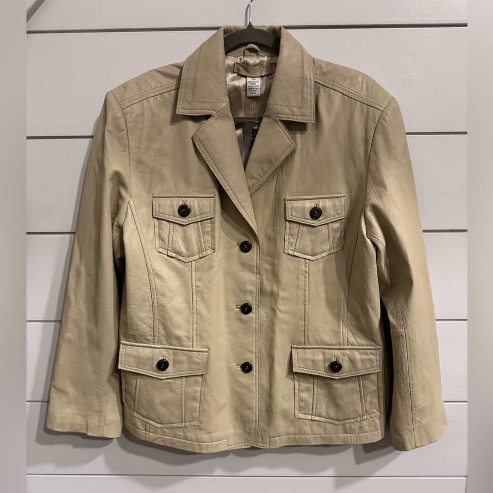 Chico's Beige Leather Blazer Jacket